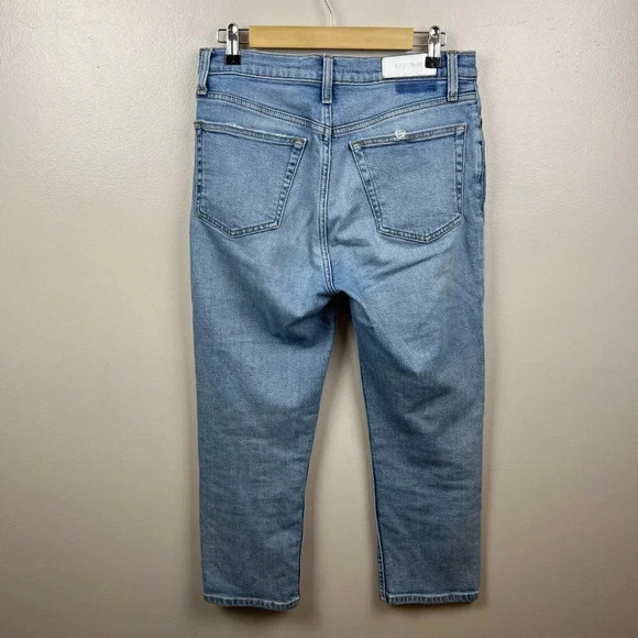 Redone High Rise Crop Straight Jeans Size 28 Light Wash Blue Denim Ankle - Picture 2 of 14